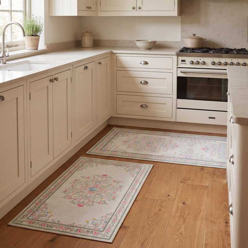 Laura Ashley Washable Printed Velvet Rug, Sage