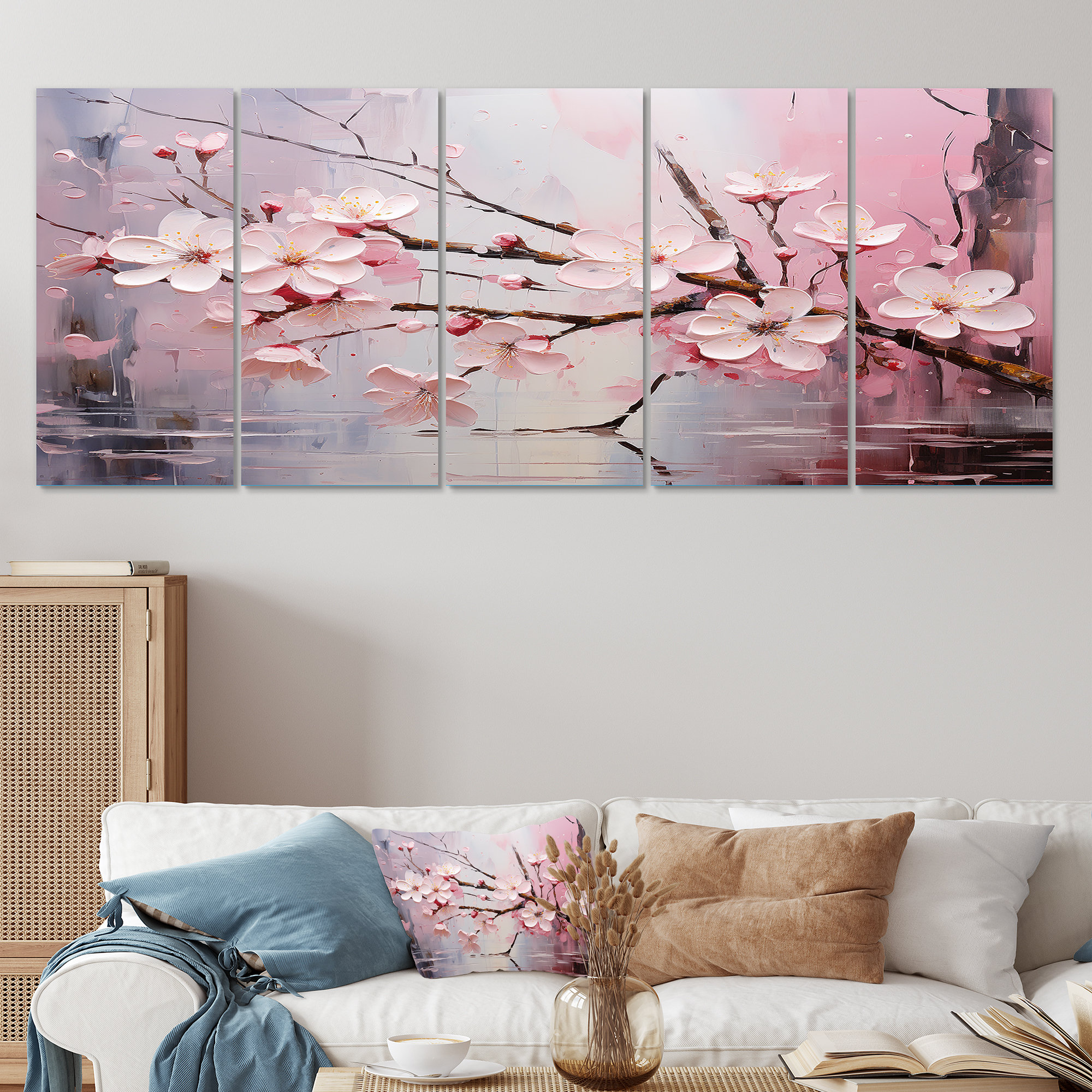 Red Barrel Studio® White And Pink Cherry Tree Bloom V - Cherry 5 Piece ...