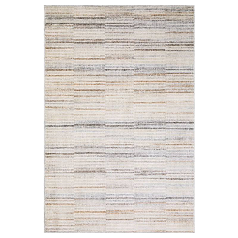 Orion Contemporary Layered Stripes Grey/Rust Area Rug, Runner 2'3" x 7'7"