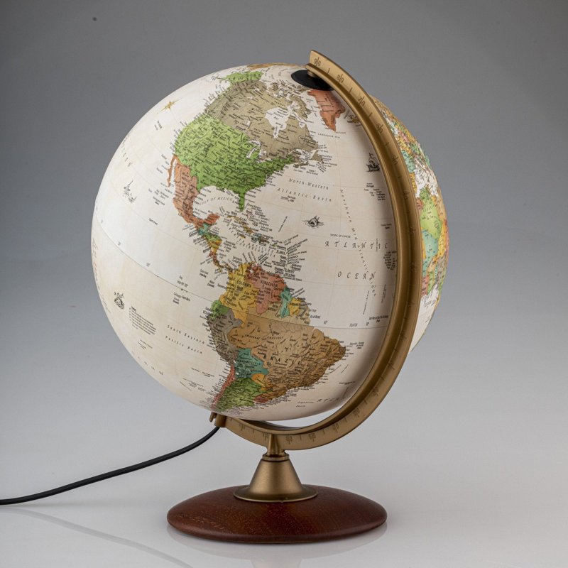 Globe terrestre en relief avec base en bois Colombo