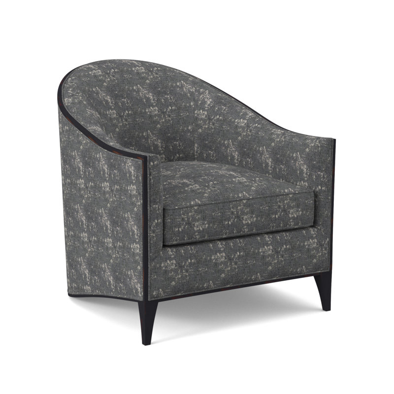 Atelier Sunbrella® Barrel Chair, Filigree Ivory 100% Polyester, Vintage Ebony
