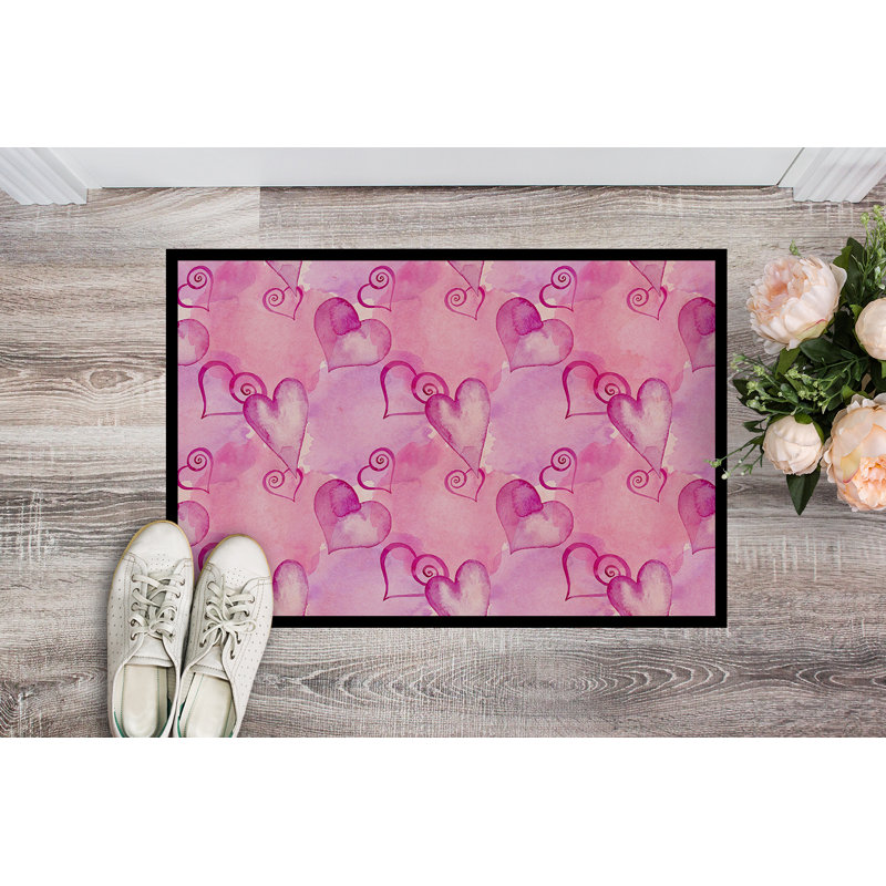 Tapis d'extérieur antidérapant Schofield, Rose, Rectangle 1 pi 6 po x 2 pi 3 po