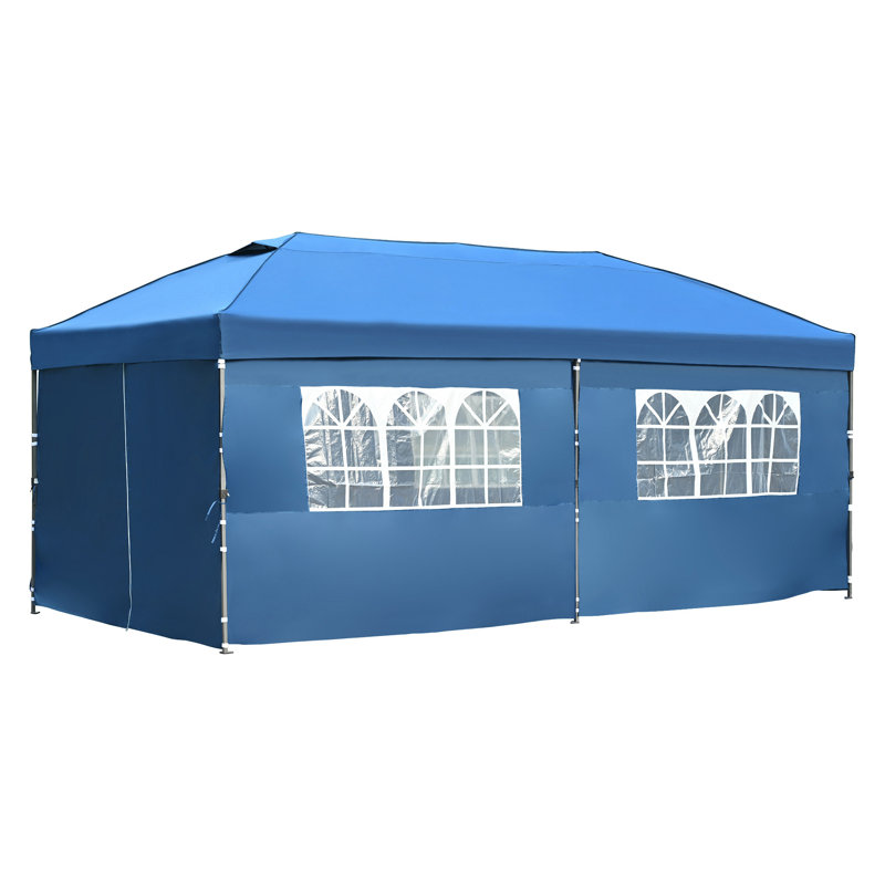 Auvent 10 X 20 avec parois latérales, Bleu