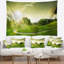 Tapisserie panorama à fixation murale et murale landscap green valley-28489273