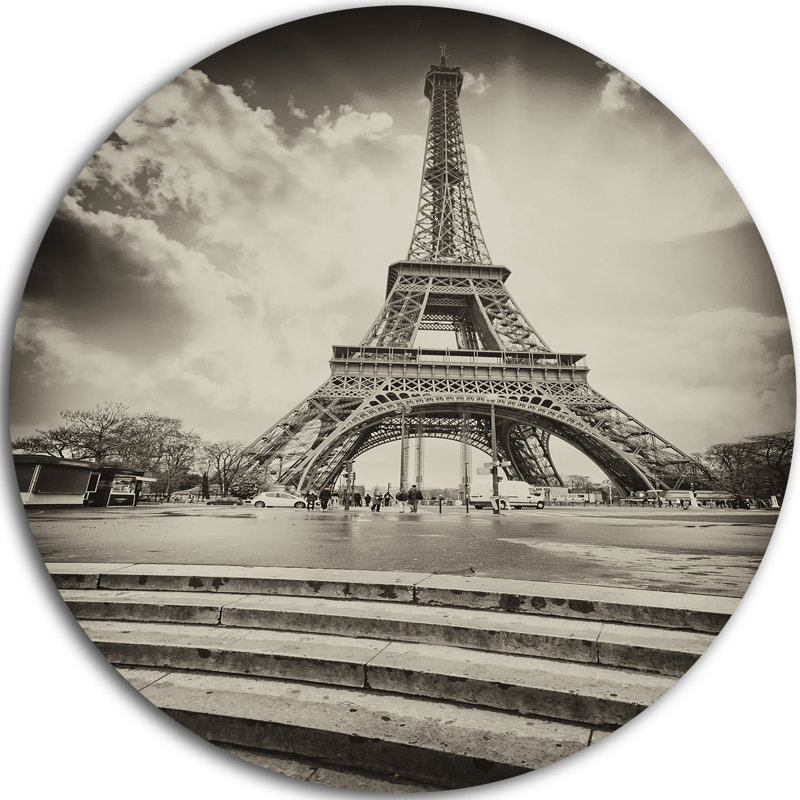 " Eiffel Tower In Gray Shade ", 23" H x 23" W x 1" D, Metal