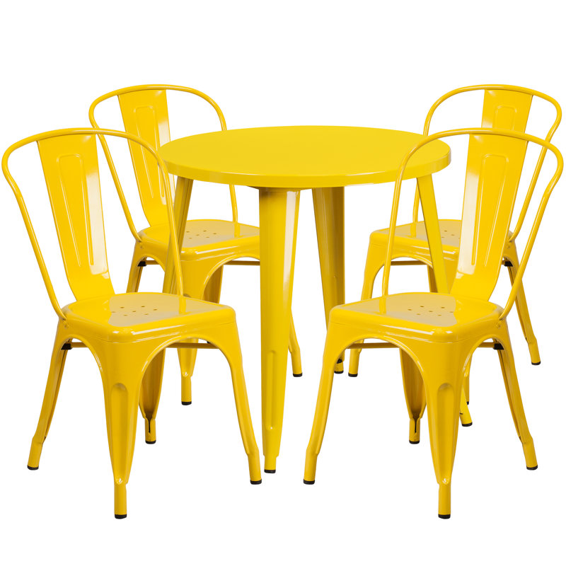 Ensemble de salle à manger 5 pièces Alizee, Jaune