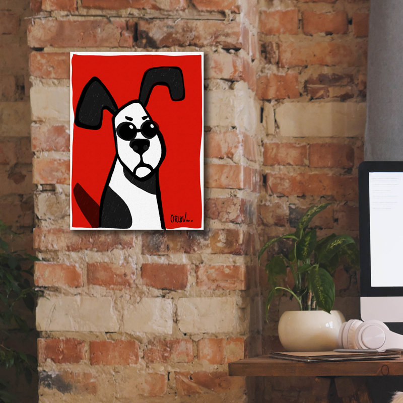 «Dog On Red» par Irena Orlov, H 16 po x l 12 po x P 0,75 po
