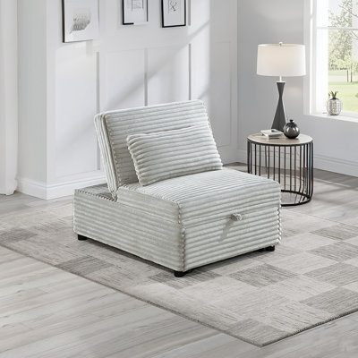 3-In-1 Convertible Sleeper Sofa Chair With 3 Level Adjustable Backrest,32"W Modern Corduroy Pull Out Couch With Pollow