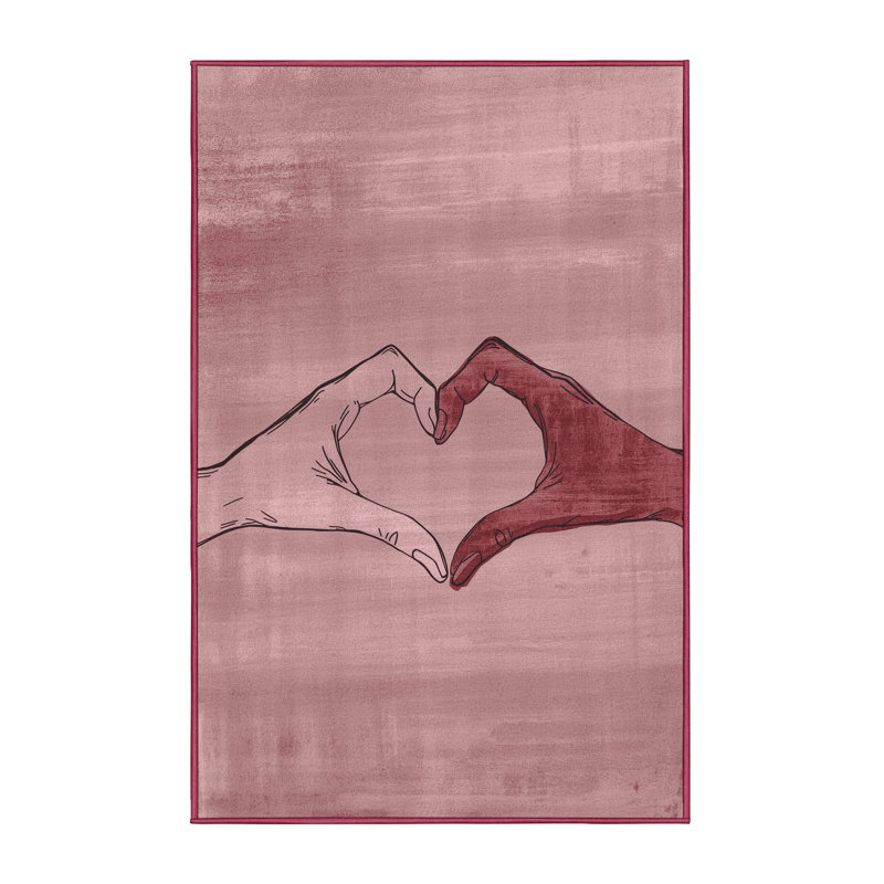 Soft Plush Etzel Valentines Modern & Contemporary Abstract Area Rug in Pink – Rose Binding, 6x9