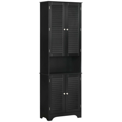 Tall Narrow Bathroom Storage Cabinet With Doors And Shelf Adjustability, Freestanding Bathroom Linen Cabinet With 2 Cabinets And Countertop, Bathroom Floor Cabinet