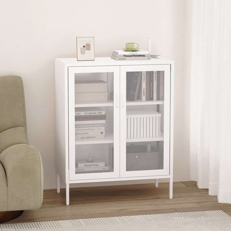Armoire d'appoint 32 "en métal, Blanc