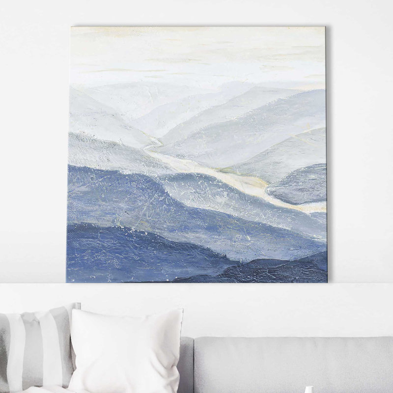 Blue Mountains I - peinture, L 18 po x H 18 po, Toile tendue