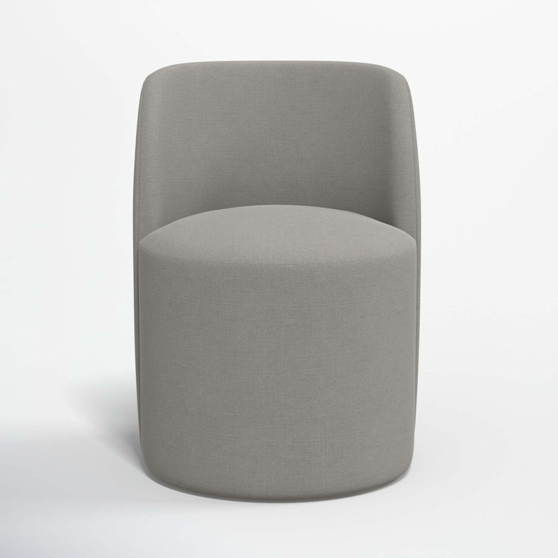 Begonia Upholstered Solid Wood Dining Chair, Classic Grey Linen
