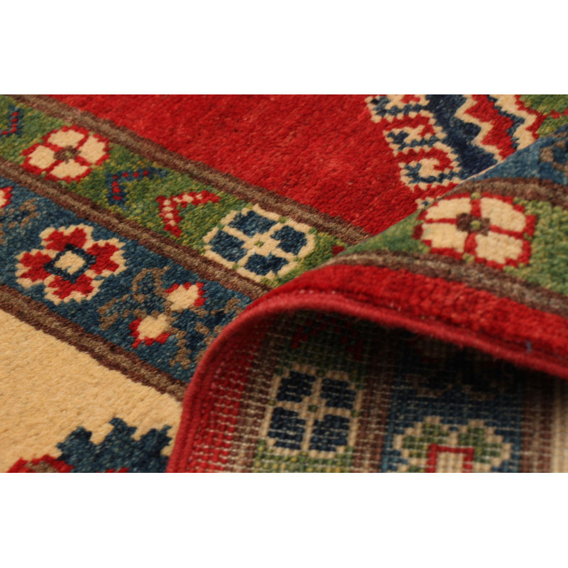 Tapis décoratif en laine rouge de conception unique 7 pi 11 po X 9 pi 10 po noué à la main New Age