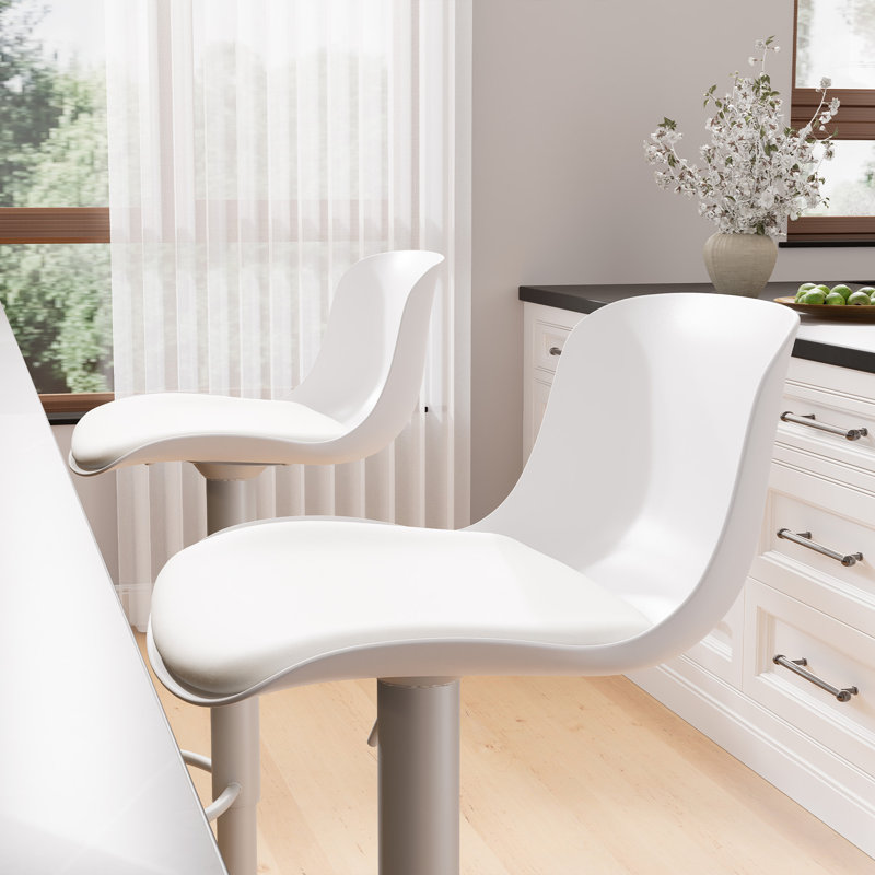 Paytton Swivel Upholstered Adjustable Height Counter Stool with Metal Frame, White