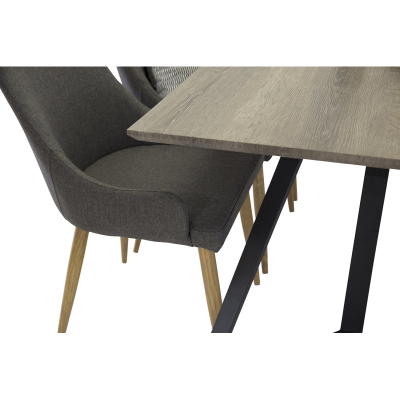 Dallas 6 - Person Dining Set, Black/Oak