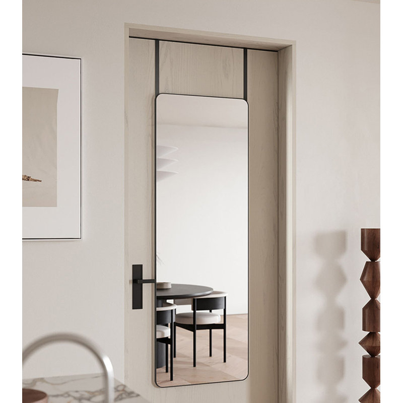Maely Aluminum Rectangle Mirror, Black, 147" x 37"