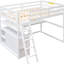 Lit mezzanine double en blanc avec bureau, tablettes et tiroirs - Pièce de chambre fonctionnelle et robuste-1902049701-1902049700