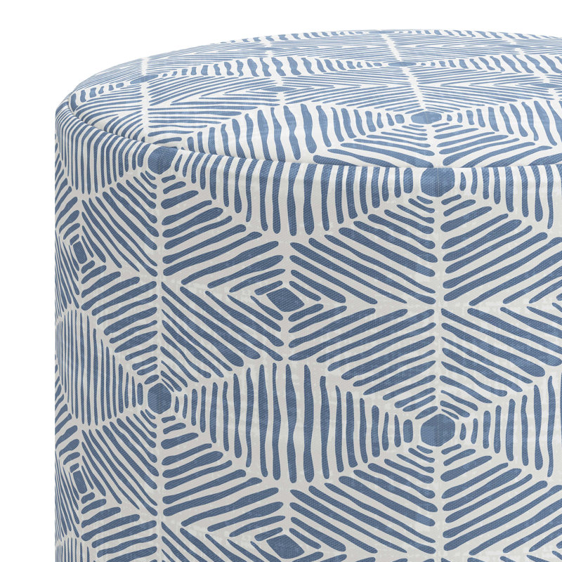 Epaulette Upholstered Ottoman, Painted Diamond Dusty Blue