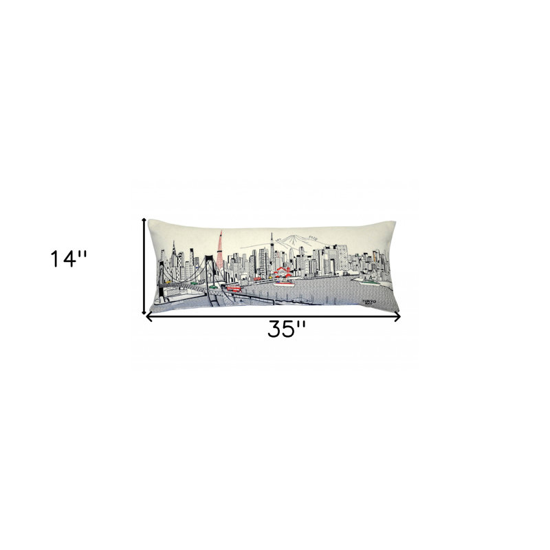 Coussin décoratif londonien, 14 po x 35 po, Crème