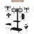 Height And Angle Adjustable Multi-Function Tempered Glass Metal Frame Floor With Lockable Wheels Mobile Tv Stand, Lcd/Plasma Tv Bracket  2 Tier Tempered Glass Shelves For Multiple Media Devices