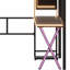 Lit mezzanine avec espace de travail intégré, armoire, escalier de rangement et éclairage DEL