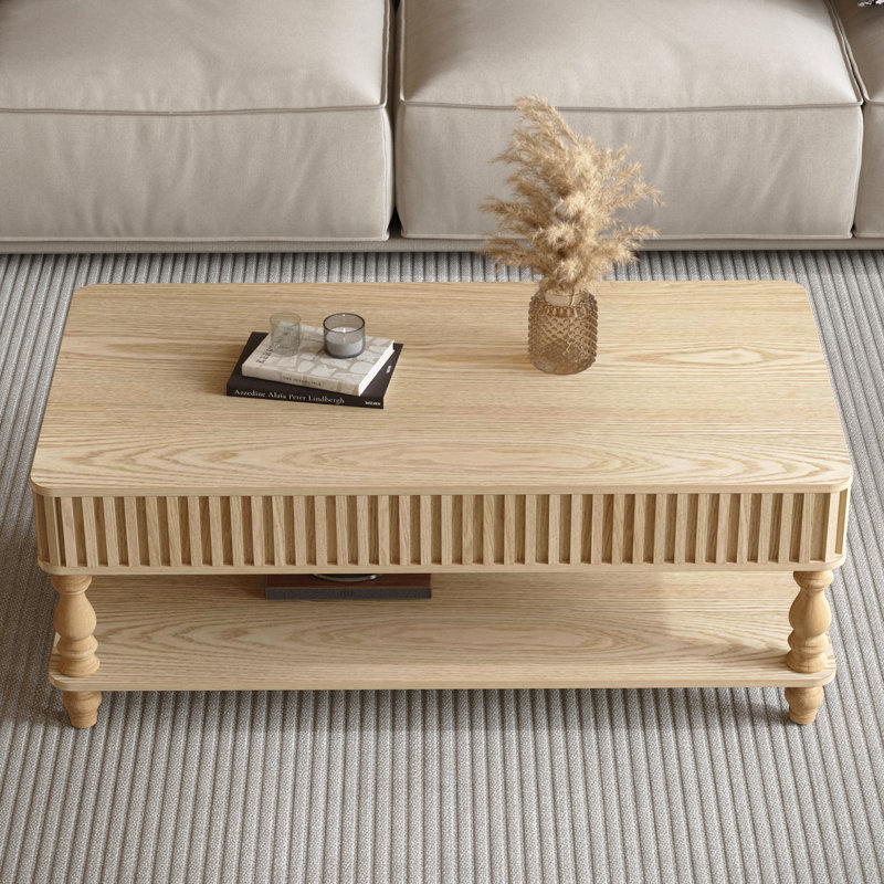 Table basse à plateau relevable rectangulaire 47,24 po Louise, Brun pâle