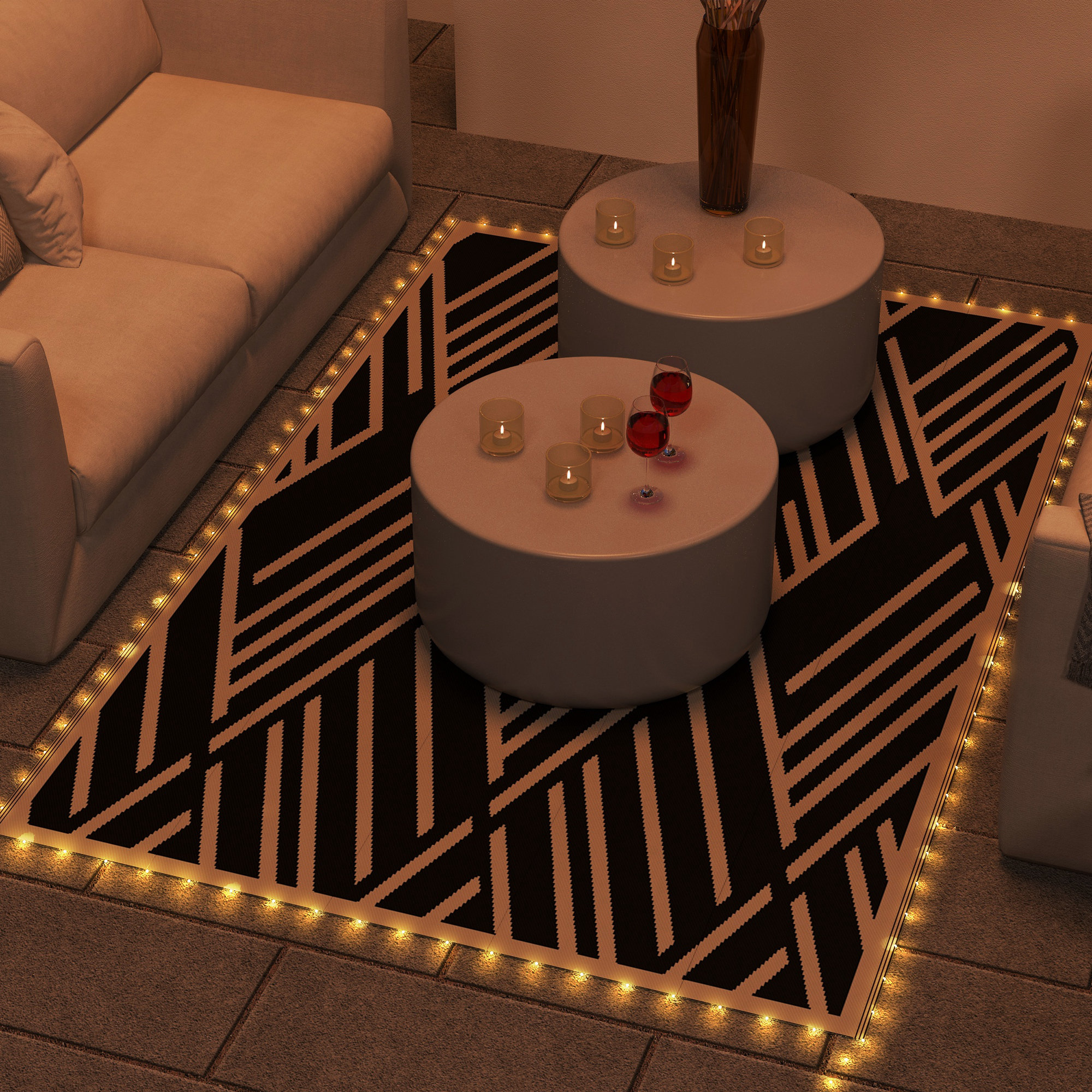 Latitude Vive Solterra Reversible Area Rug With LED String Lights And ...