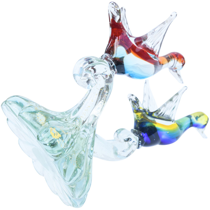 Vintage Large Barbini Murano Sommerso Italian Art Glass Birds Centerpiece