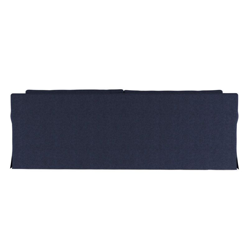 Canapé à accoudoirs arrondis Ludlow, Velours moelleux imprimé bleu, H 34 po x l 84 po x P 42 po, Ébène