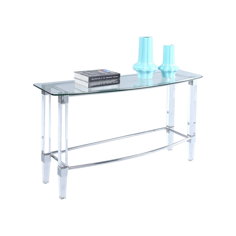 Table de canapé contemporaine à plateau rectangulaire en verre