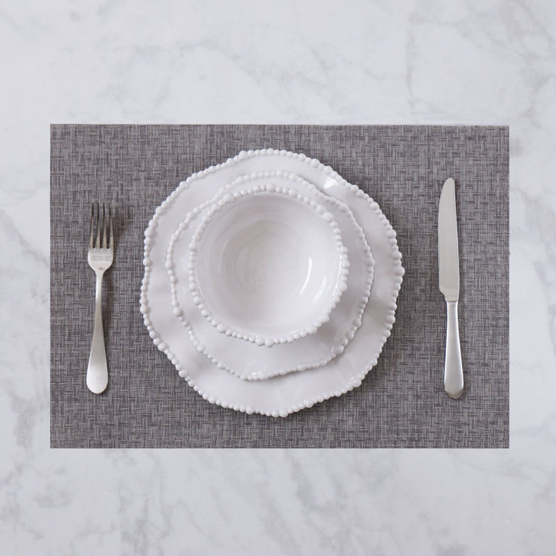 VIDA Rectangular Rattan Woven Placemats, Charcoal