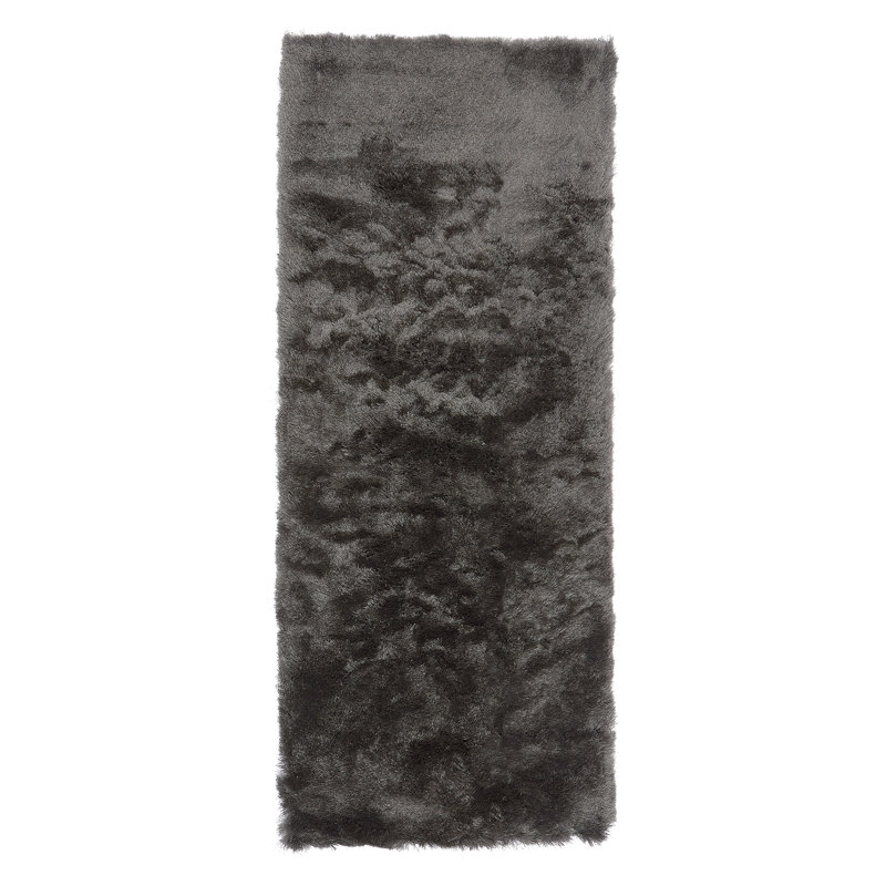Makaila Silky Shaggy Graphite Area Rug, Runner 65 x 135cm