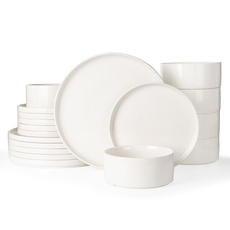 Ensemble de vaisselle et assiettes en jade Red Barrel Studio®, 18 pièces, 6 pièces, blanc, Blanc