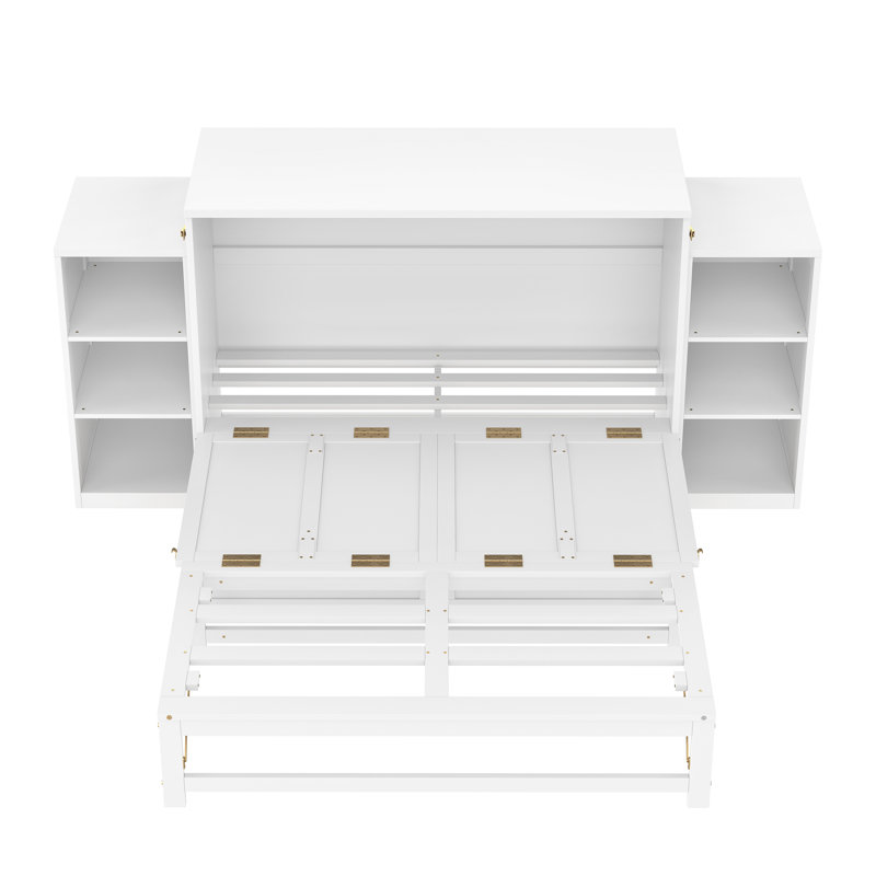 Space-Saving Full Murphy Bed With Storage, White