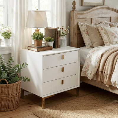 3 - Drawer Nightstand With Metal Legs