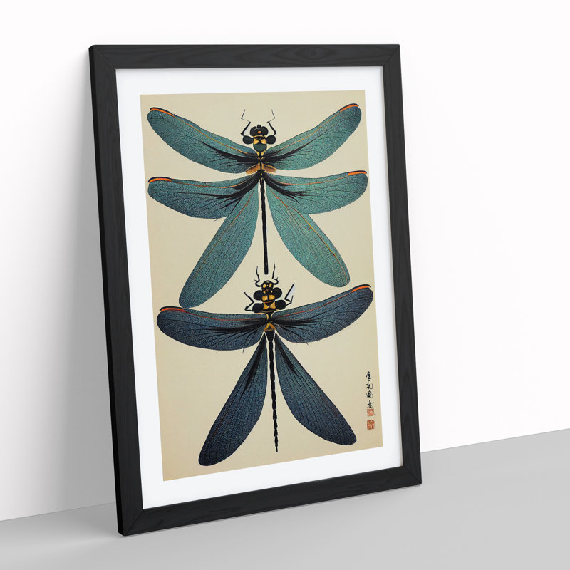 Precious Dragonflies - Wall Art, Black, 64cm H x 46cm W, Black Framed