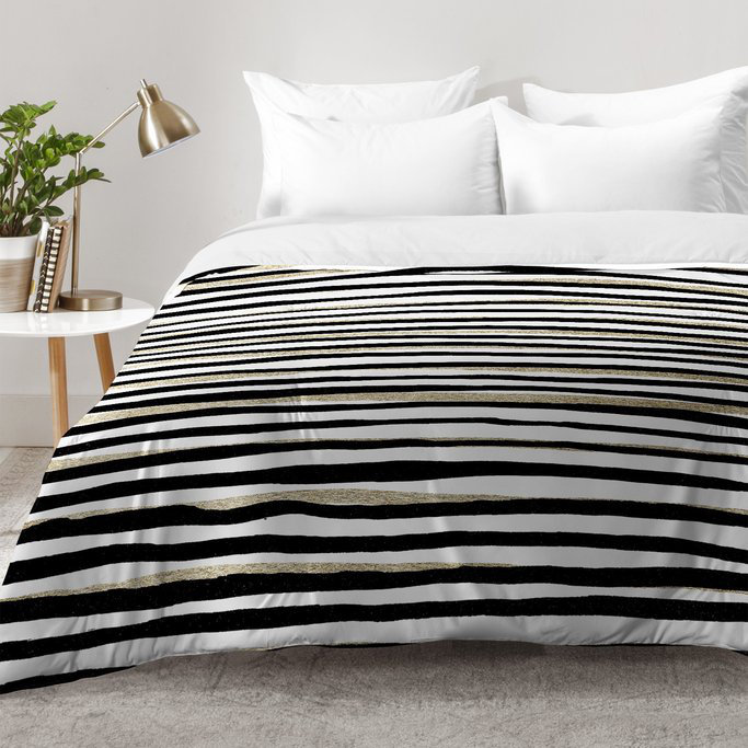 Georgiana Paraschiv Modern & Contemporary Polyester Striped Comforter, Full/Queen