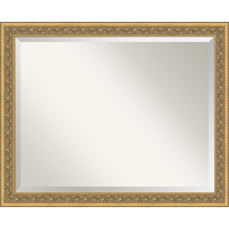Carter Dark Gold Beveled Wood Framed Wall Mirror, 25.5" x 31.5"