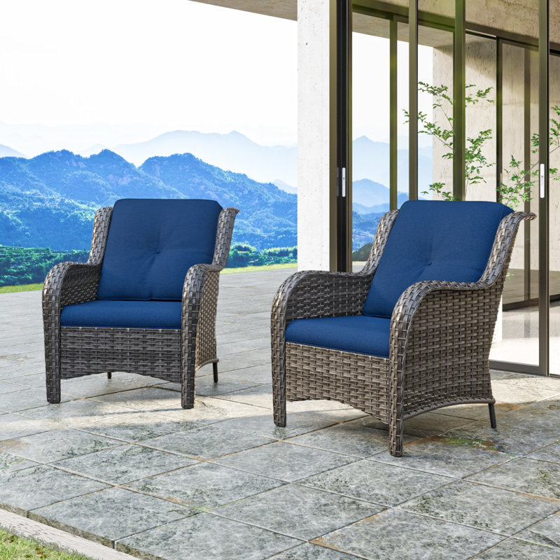 Ragne Wicker Outdoor Lounge Chair, Blue