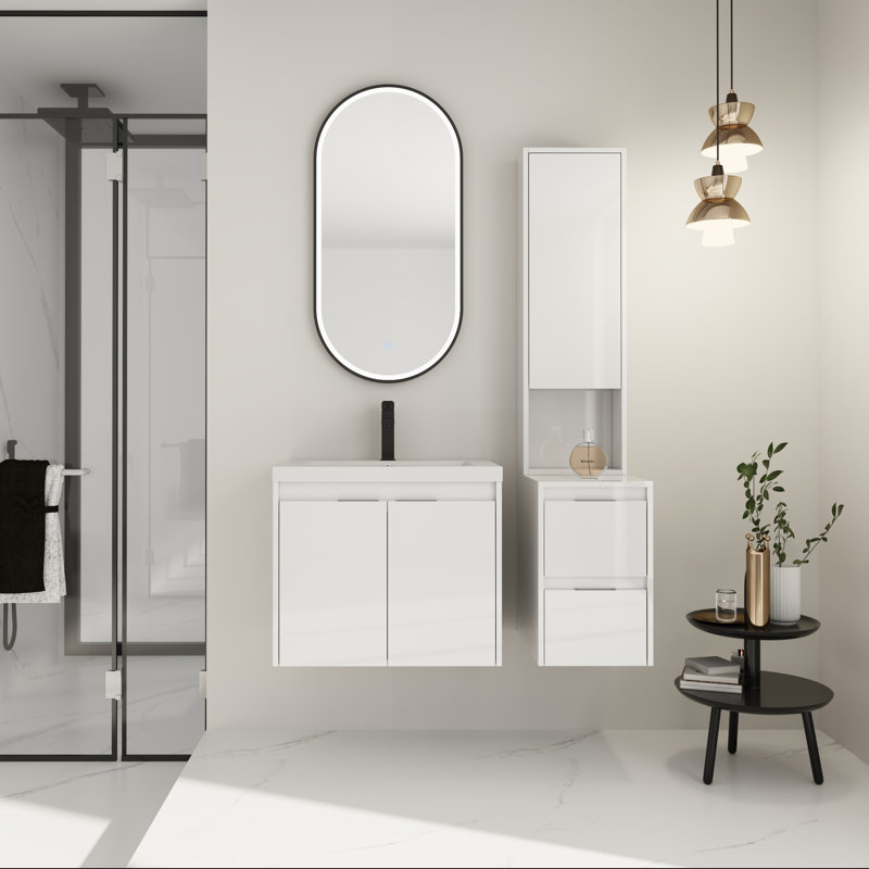 Ensemble de meuble-lavabo 48 po avec lavabo simple - Armoires à pharmacie blanches