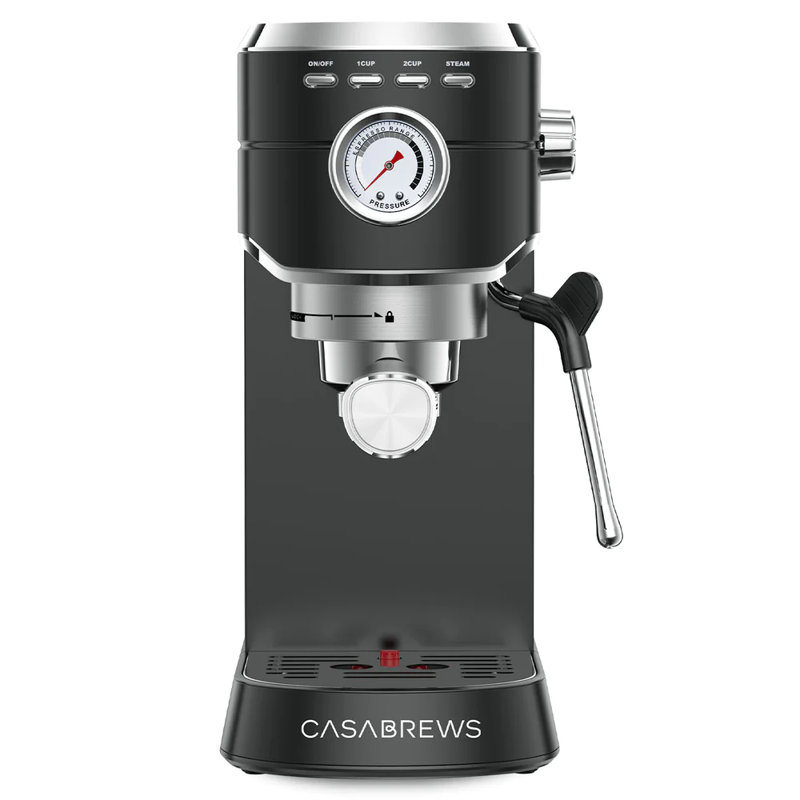 Casabrews Black Stainless Steel Automatic Espresso Machine with Steam Wand