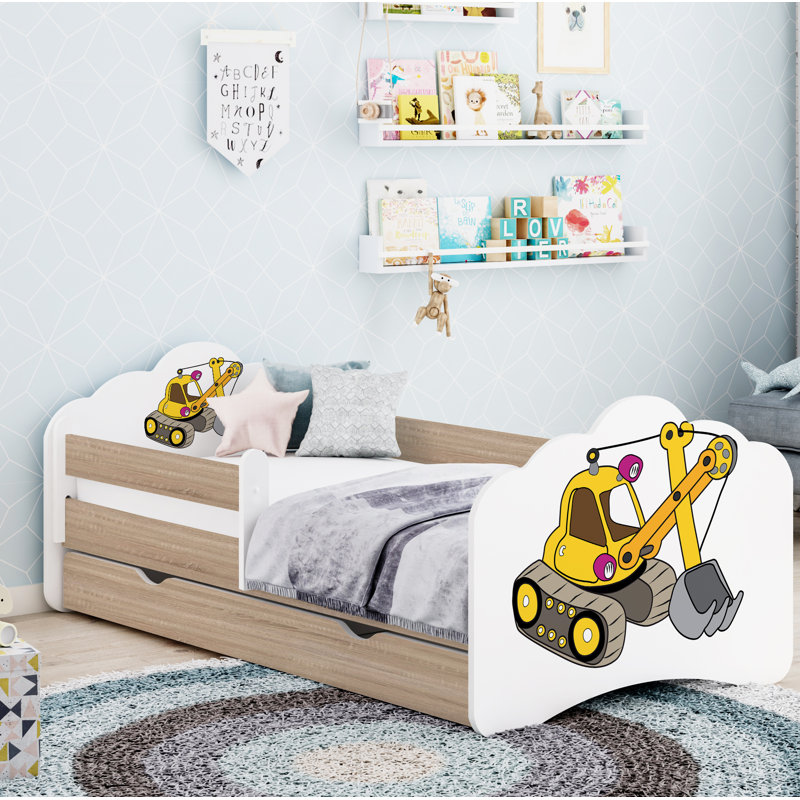 Rio Cot Bed / Toddler Bed Frame with Drawers, 65 x 80 x 160cm, Sonoma Oak