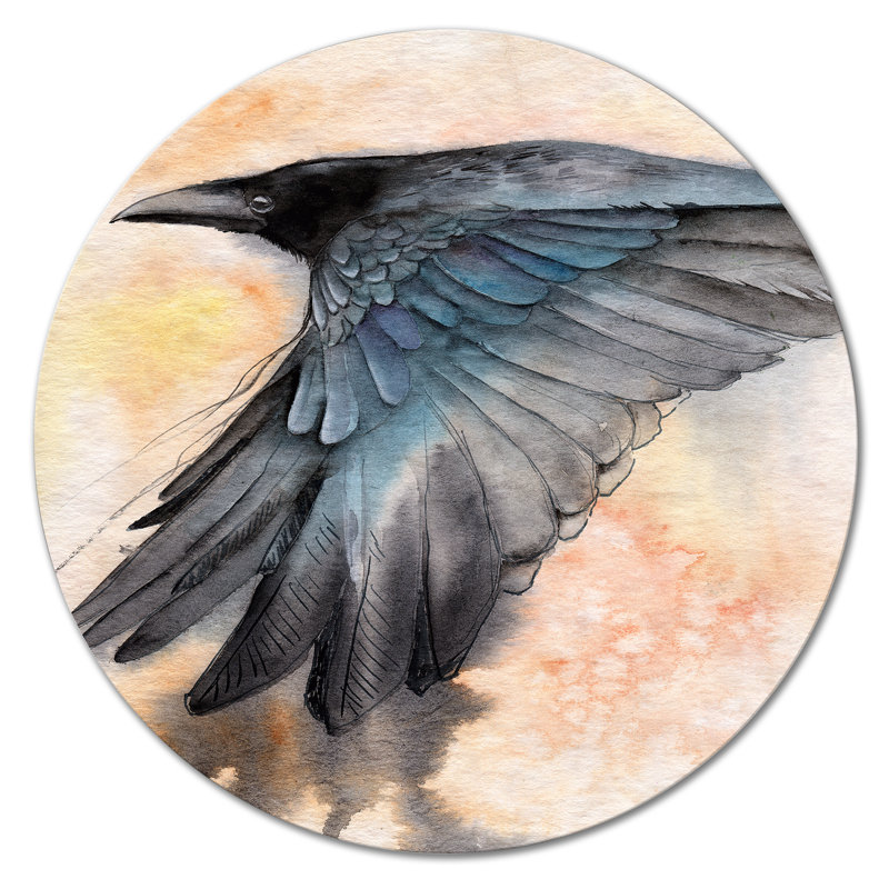 Raven déployant ses ailes - peinture sans cadre