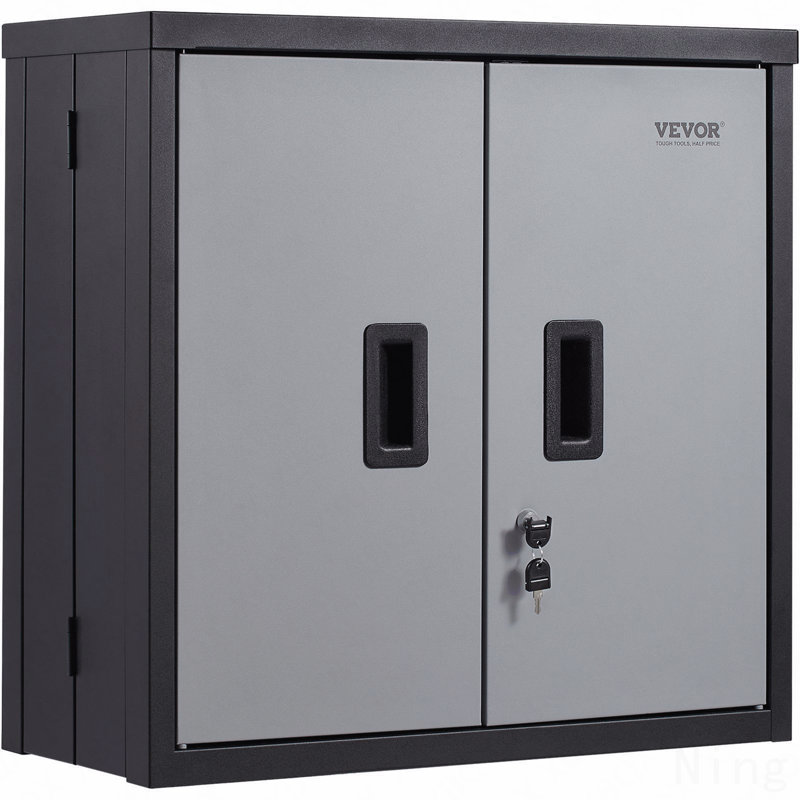 Foldable Wall Mounted Metal Garage Cabinet, 26" Small Cabinet With 240 Lbs Loading Capacity, Adjustable Shelf And Magnetic Door File Locker