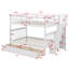 Lit superposé double au-dessus d'un lit double avec escalier, tiroir, rangement et garde-corps pour la chambre à coucher-85995249