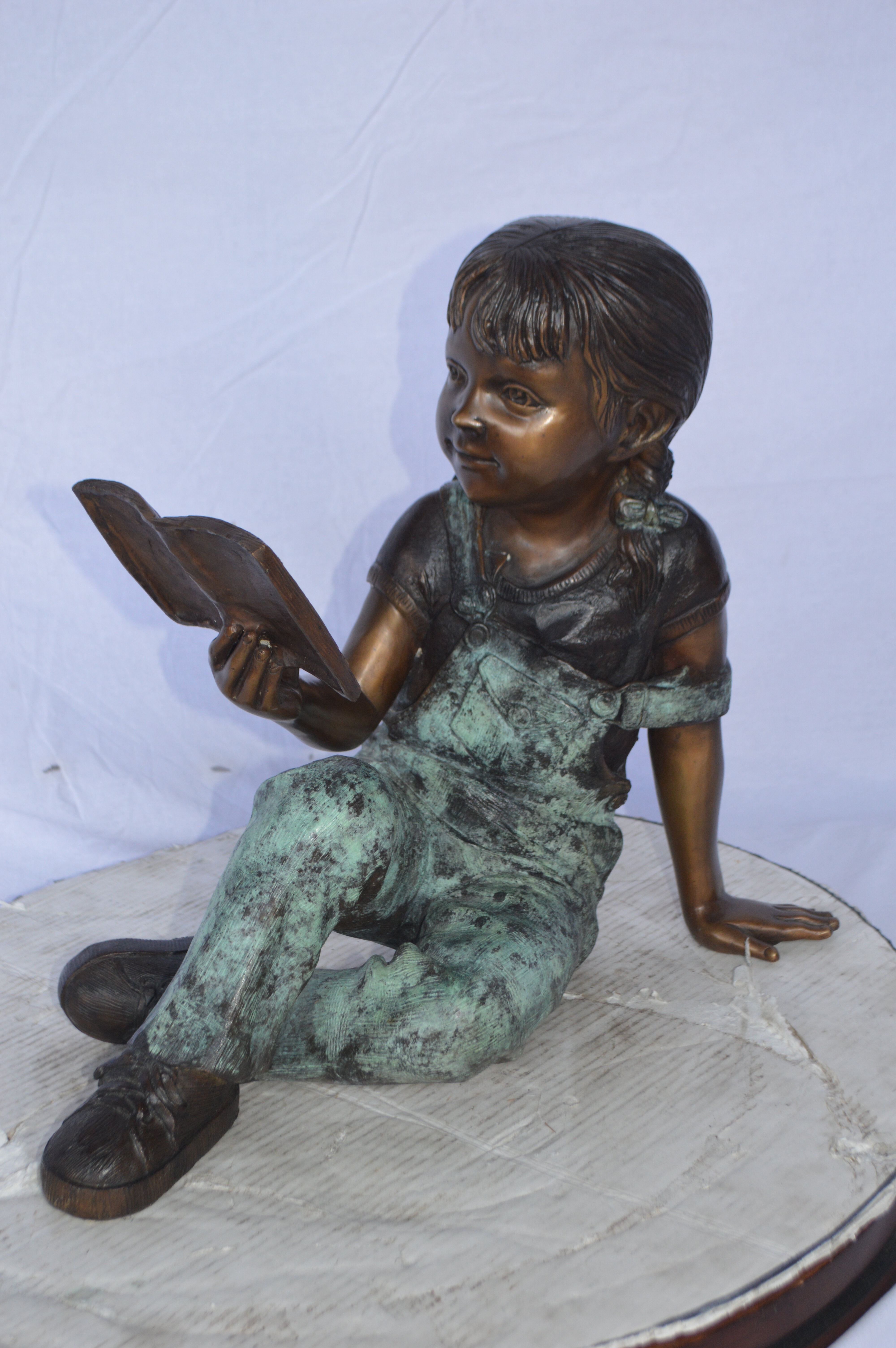 Boy and Girl Reading on Bench Aluminum Garden Statues - Aluminum