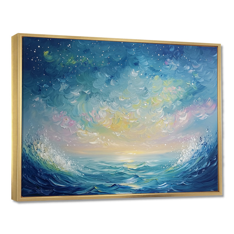 Marel Parallel Beach of Abstract Coastal Landscape IV - Art mural moderne abstrait abstrait, H 34 po x l 44 po, Doré