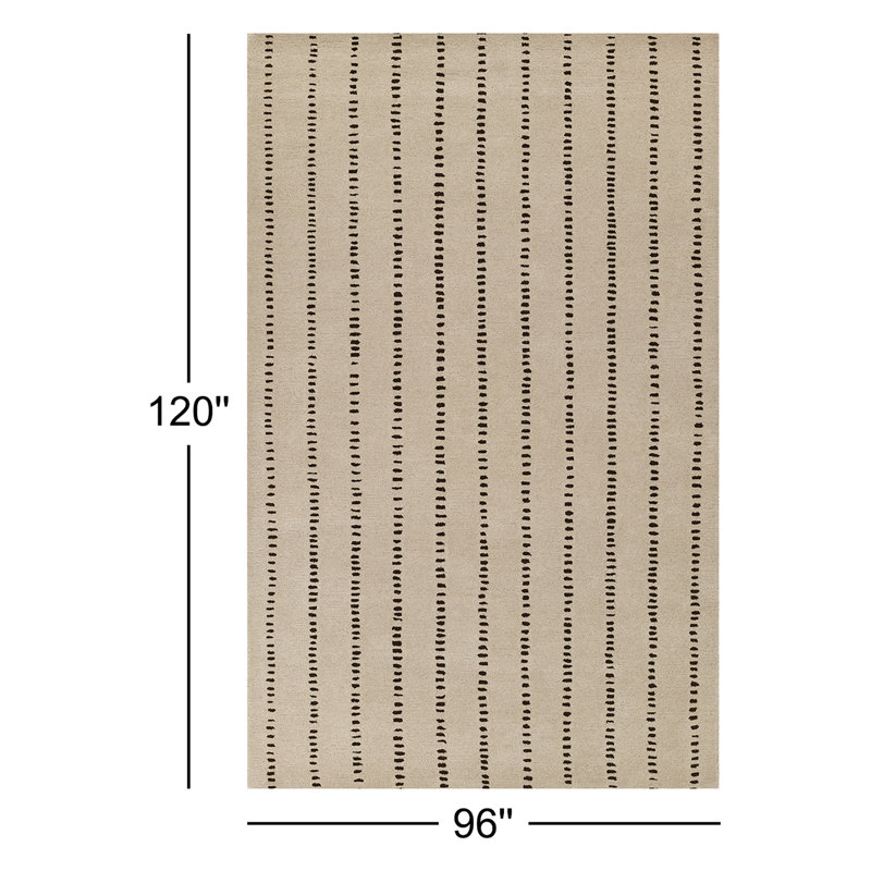 Austen Hand Tufted Wool Striped Area Rug in Beige, Rectangle 8' x 10'