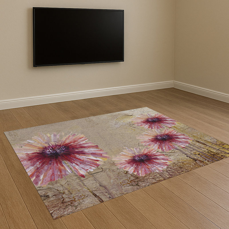Floral Area Rug, Rectangle 90 x 150 cm